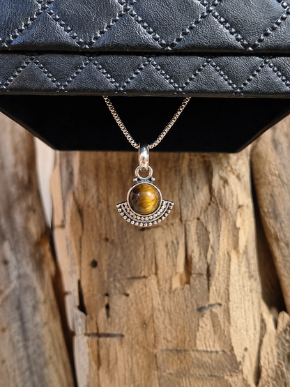 Pendentif Œil de Tigre – Bijou en argent