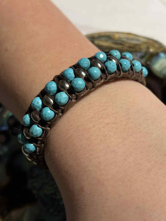 Bracelet Howlite Turquoise – Bracelet en cuir