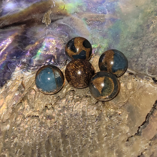 Fil de perles Jaspe impérial  brun-bleu