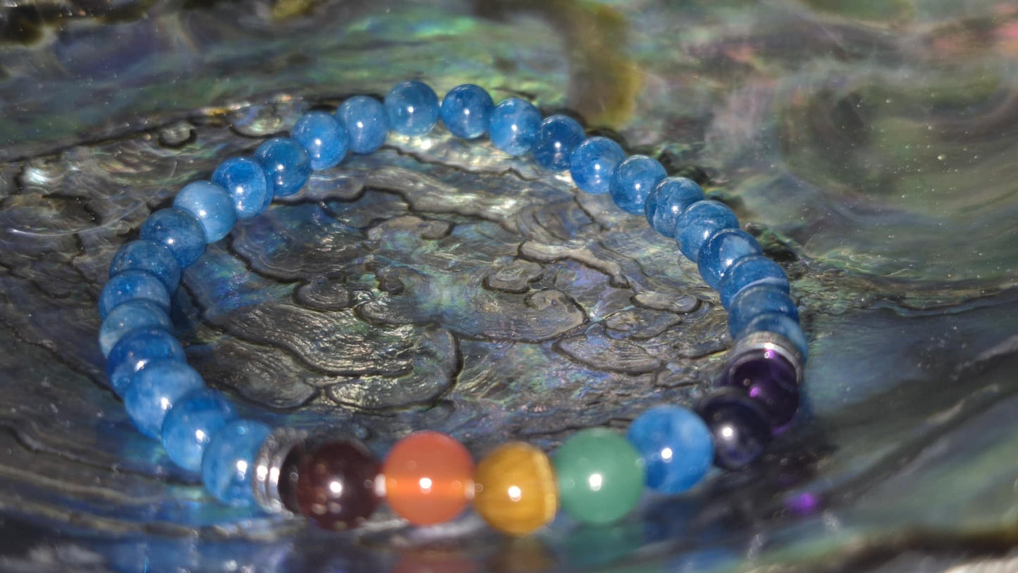 Apatite Bleue & Pierres des Chakras – Bracelet énergétique