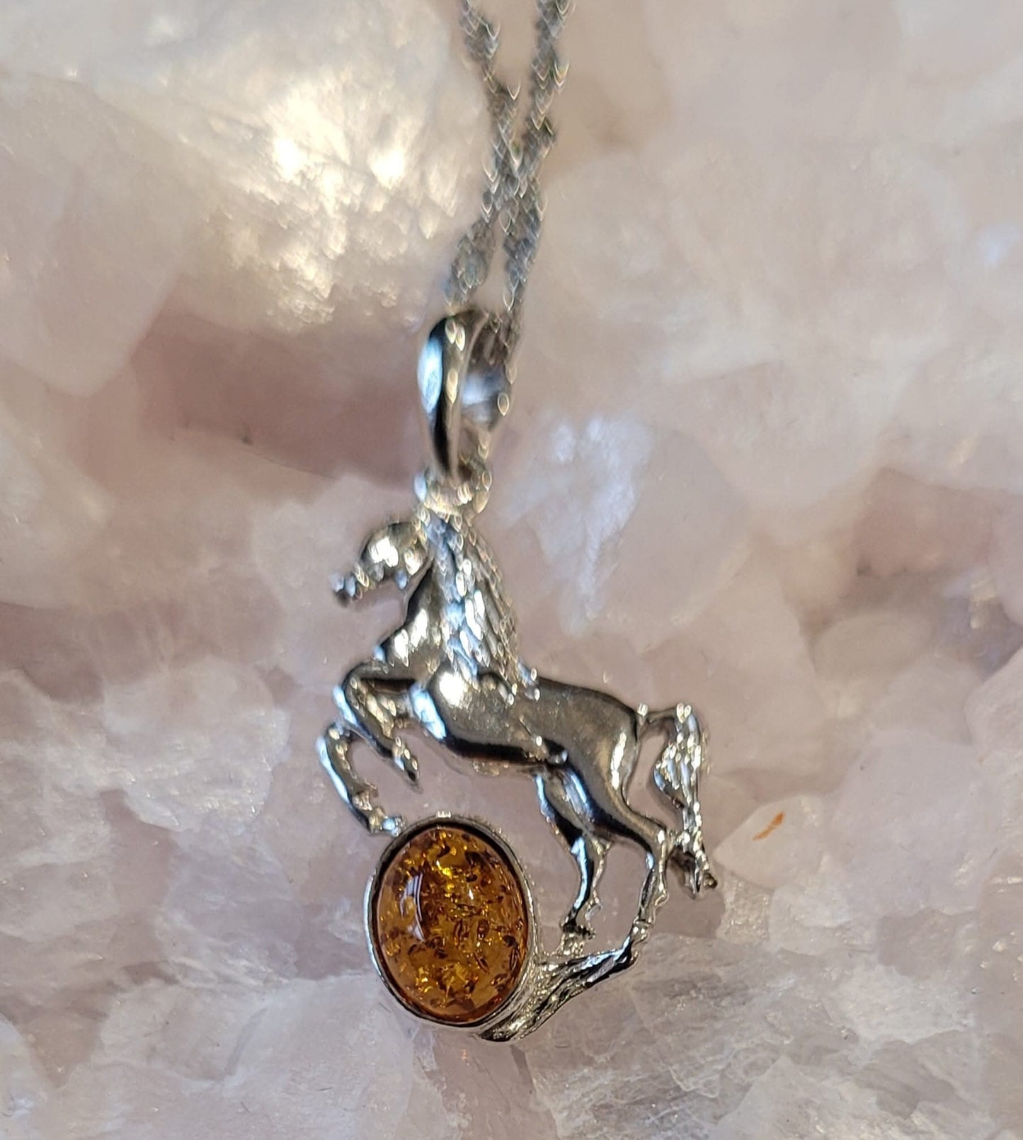 Pendentif Cheval Ambre – Pendentif en argent 925