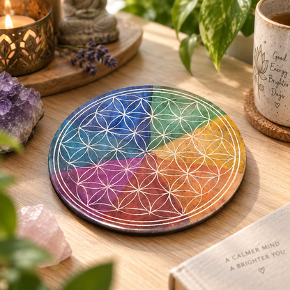 Fleur de Vie arc-en-ciel – Porte-encens décoratif