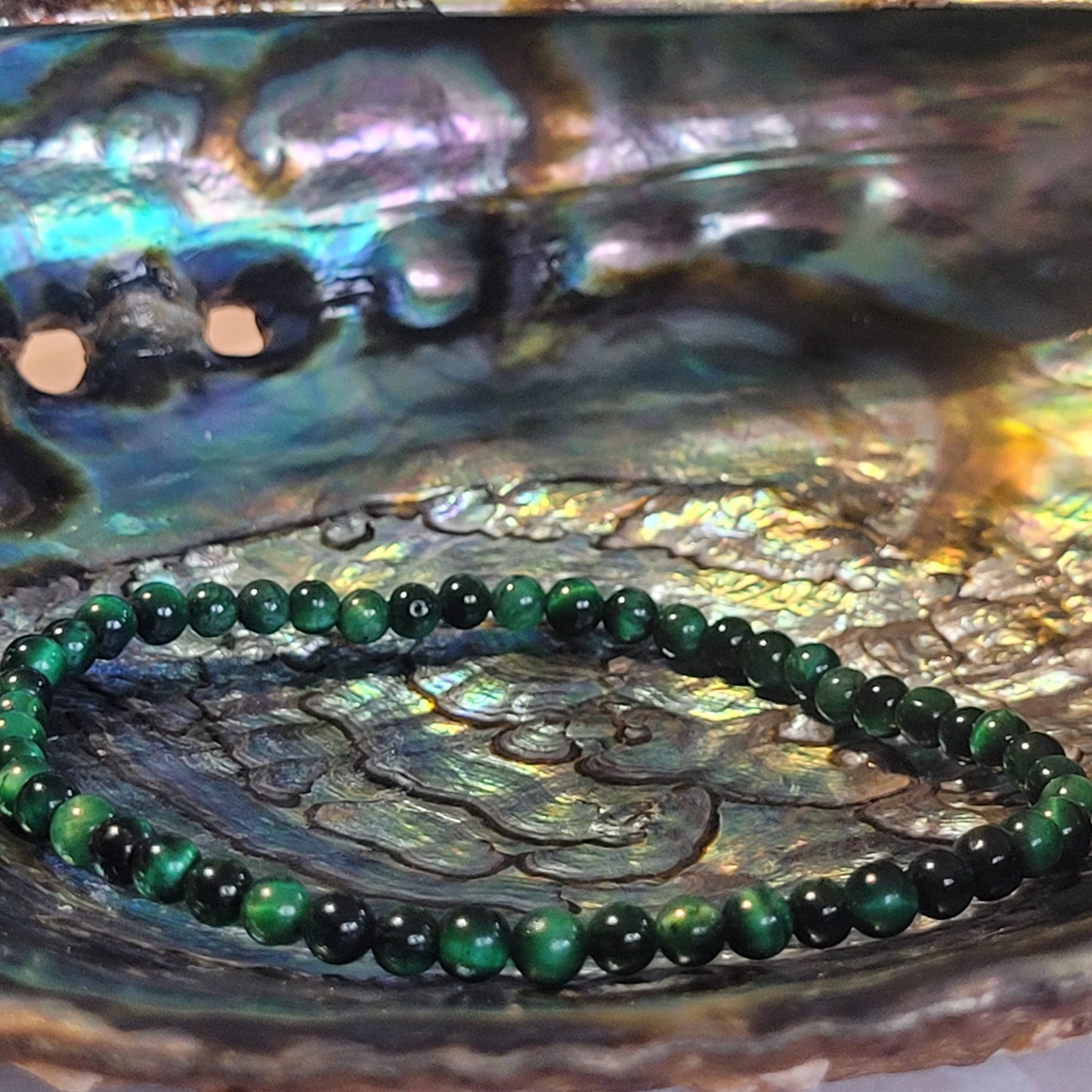 Bracelet Œil de Tigre Vert – Pierre naturelle teintée
