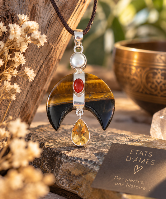 Pendentif Lune de Protection – Pendentif en argent 925