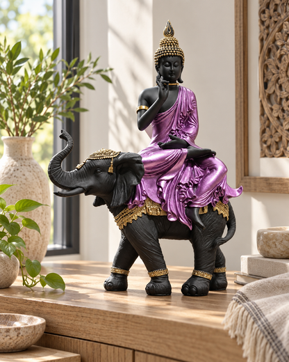 Statue Bouddha sur Éléphant – Décoration spirituelle J-Line