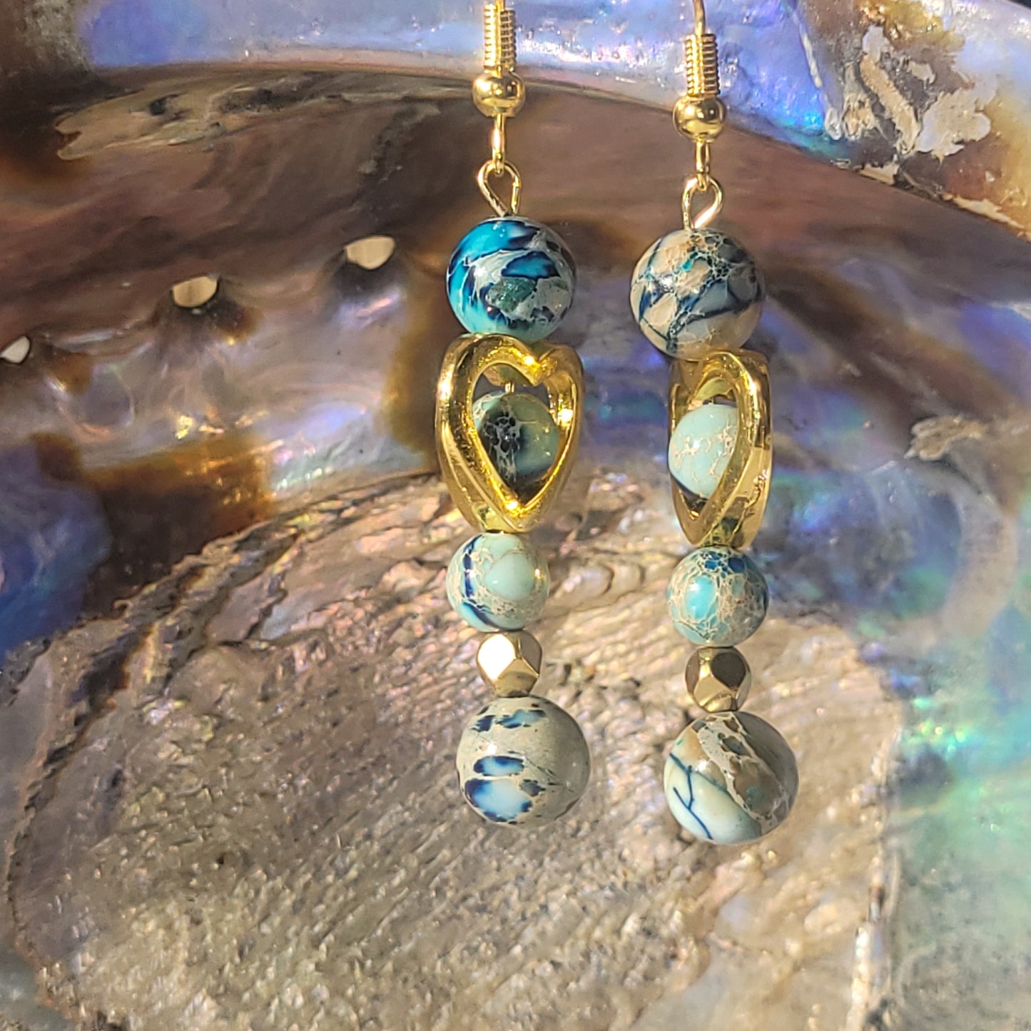 Jaspe Impérial Bleu – Boucles d’oreilles artisanales