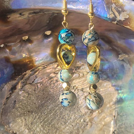 Jaspe Impérial Bleu – Boucles d’oreilles artisanales