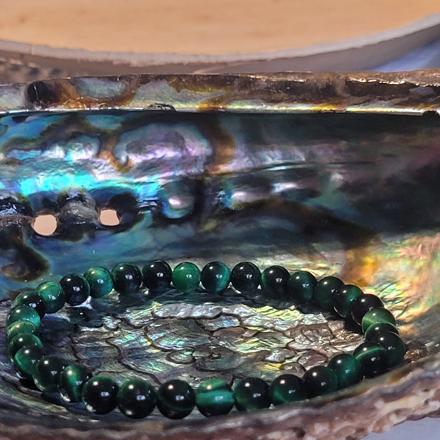 Bracelet Œil de Tigre Vert – Pierre naturelle teintée