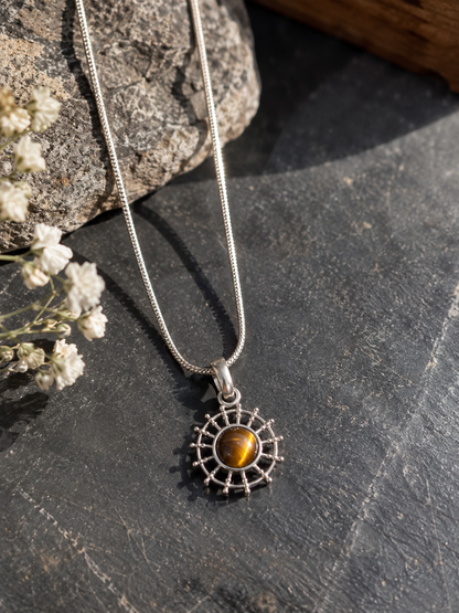 Pendentif Œil de Tigre – Bijou en argent