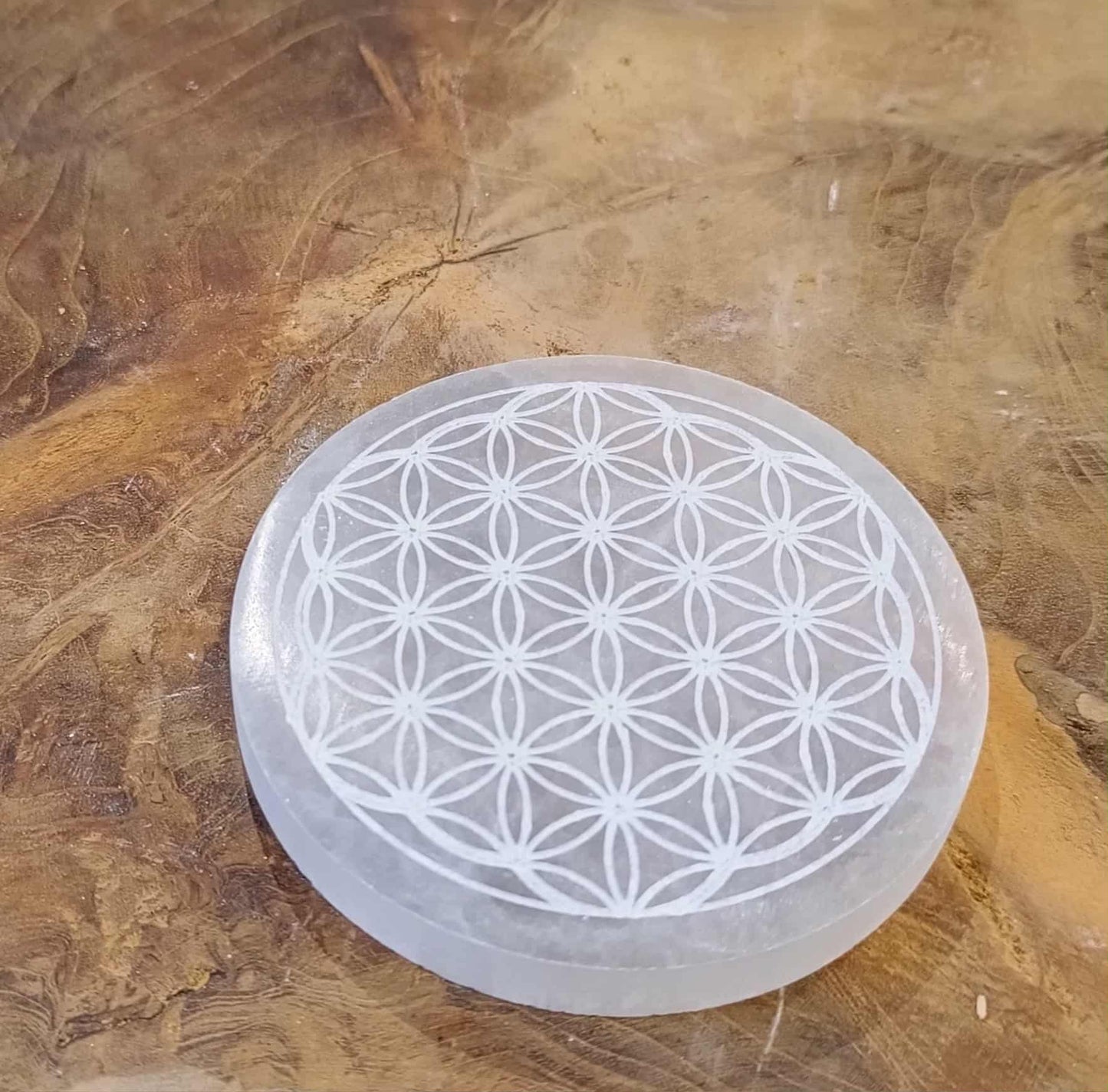 Fleur de Vie en Sélénite – Plaque énergétique