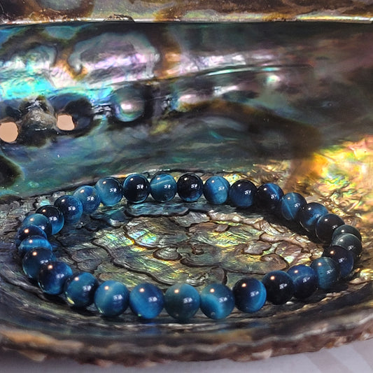 Bracelet Œil de Tigre Bleu Turquoise – Pierre naturelle teintée