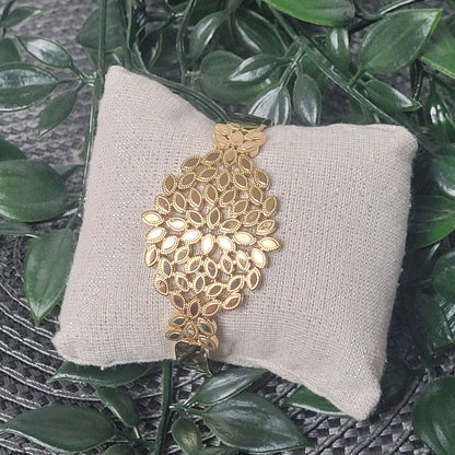 Bracelet Doré Feuille d’Éclat – Bracelet inoxydable