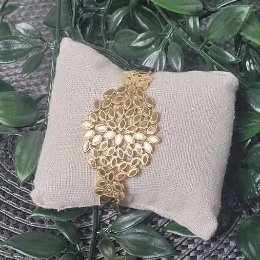Bracelet Doré Feuille d’Éclat – Bracelet inoxydable