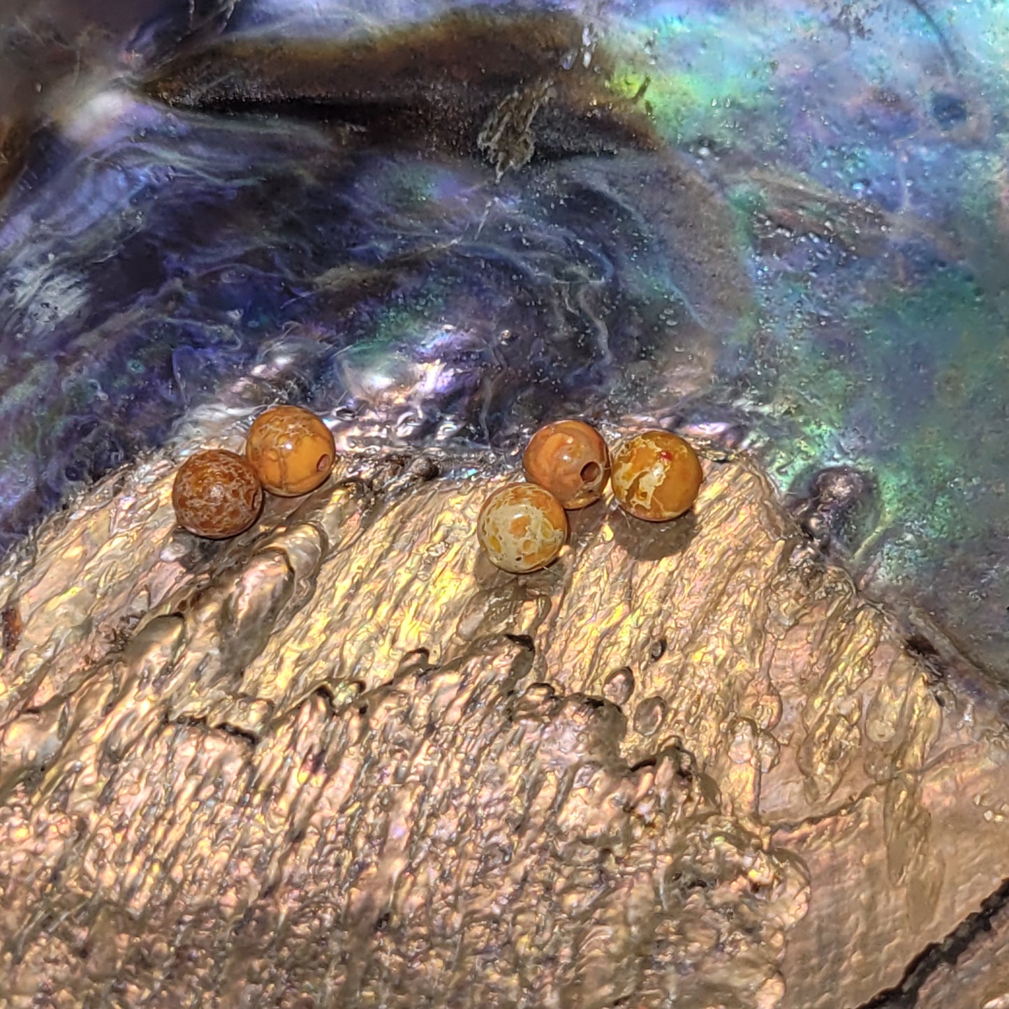 Fil de perles en Jaspe Impérial Orange