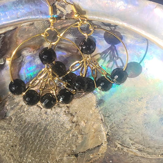 Boucles d’oreilles Onyx Facetté – Bijou énergétique