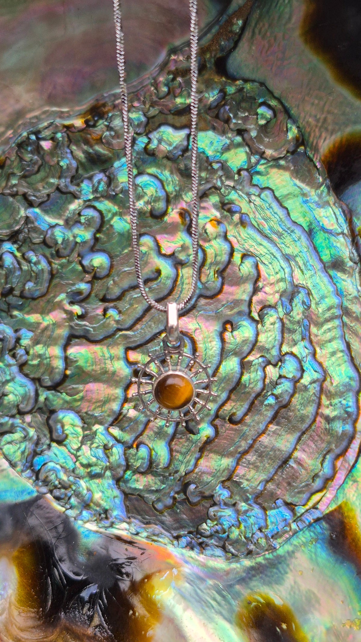 Pendentif Œil de Tigre – Bijou en argent