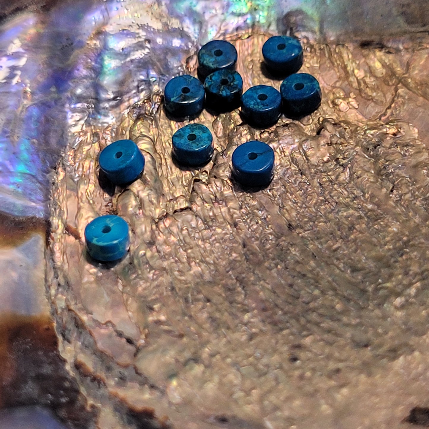 Sachet de 10 perles Heishi en Jaspe Impérial Bleue – Perles naturelles chauffées