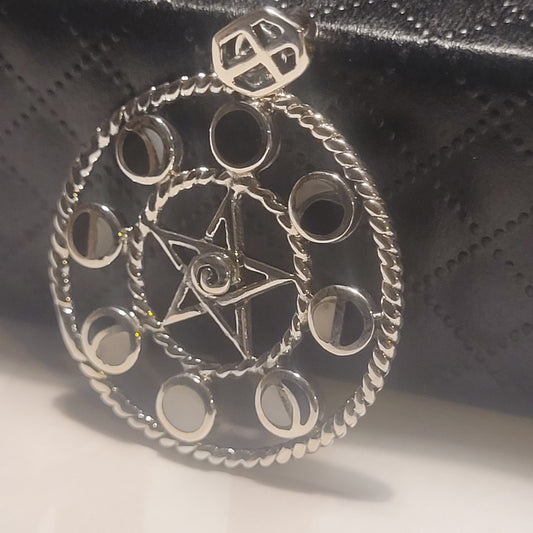 Pendentif Pentacle & Cycles Lunaires – Bijou en argent 925