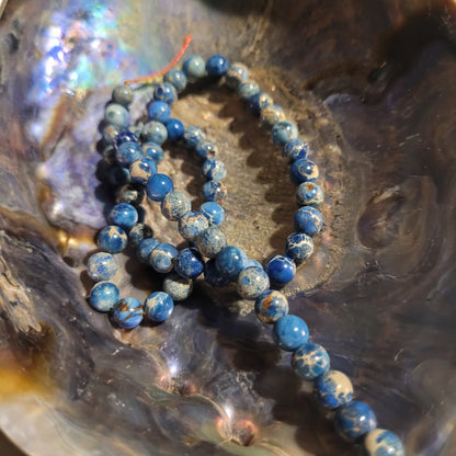 Fil de perles - Jaspe impériale bleue "Ciel"