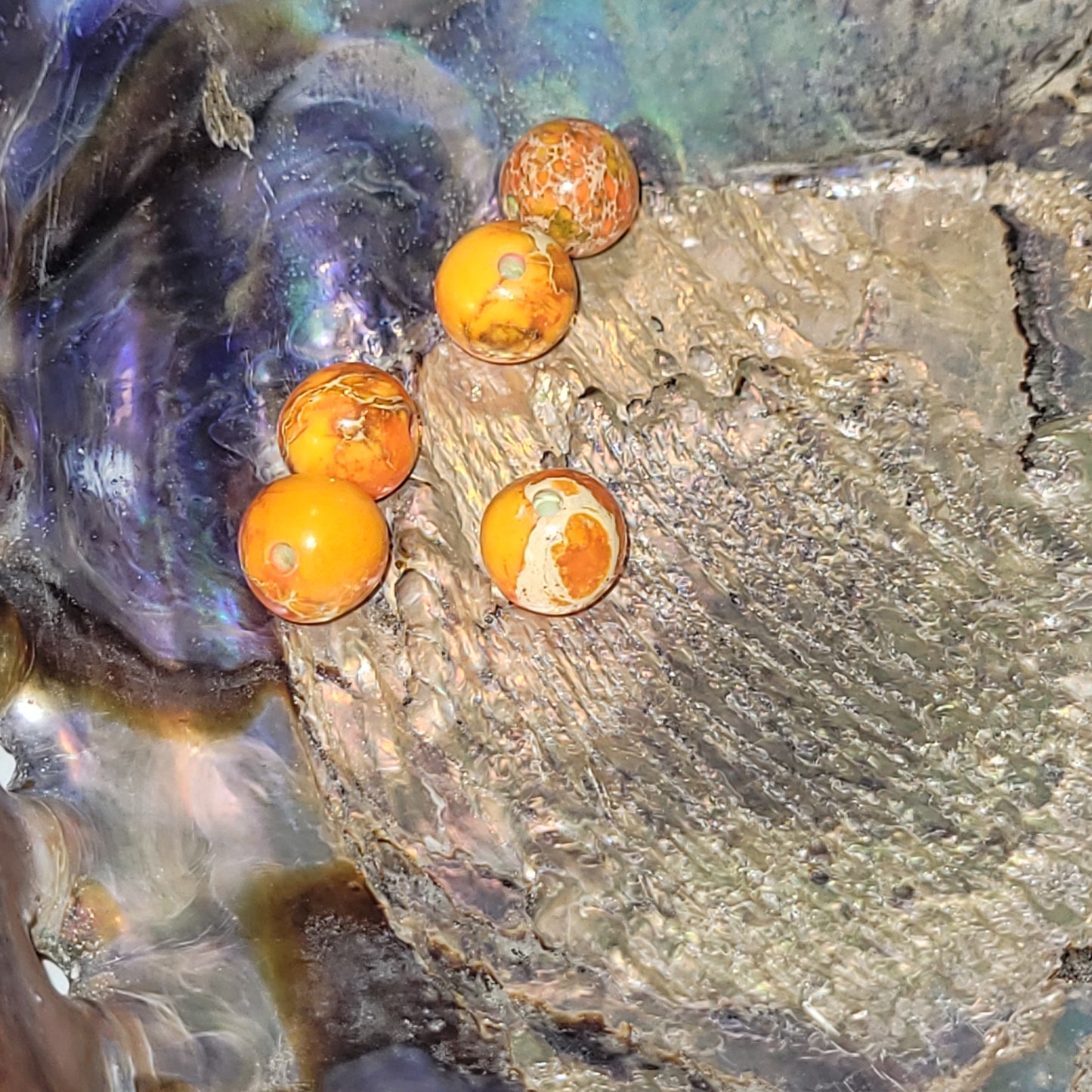 Fil de perles en Jaspe Impérial Orange