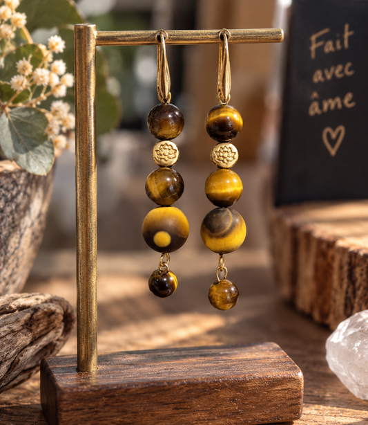 Boucles d’oreilles Œil de Tigre – Bijou énergétique