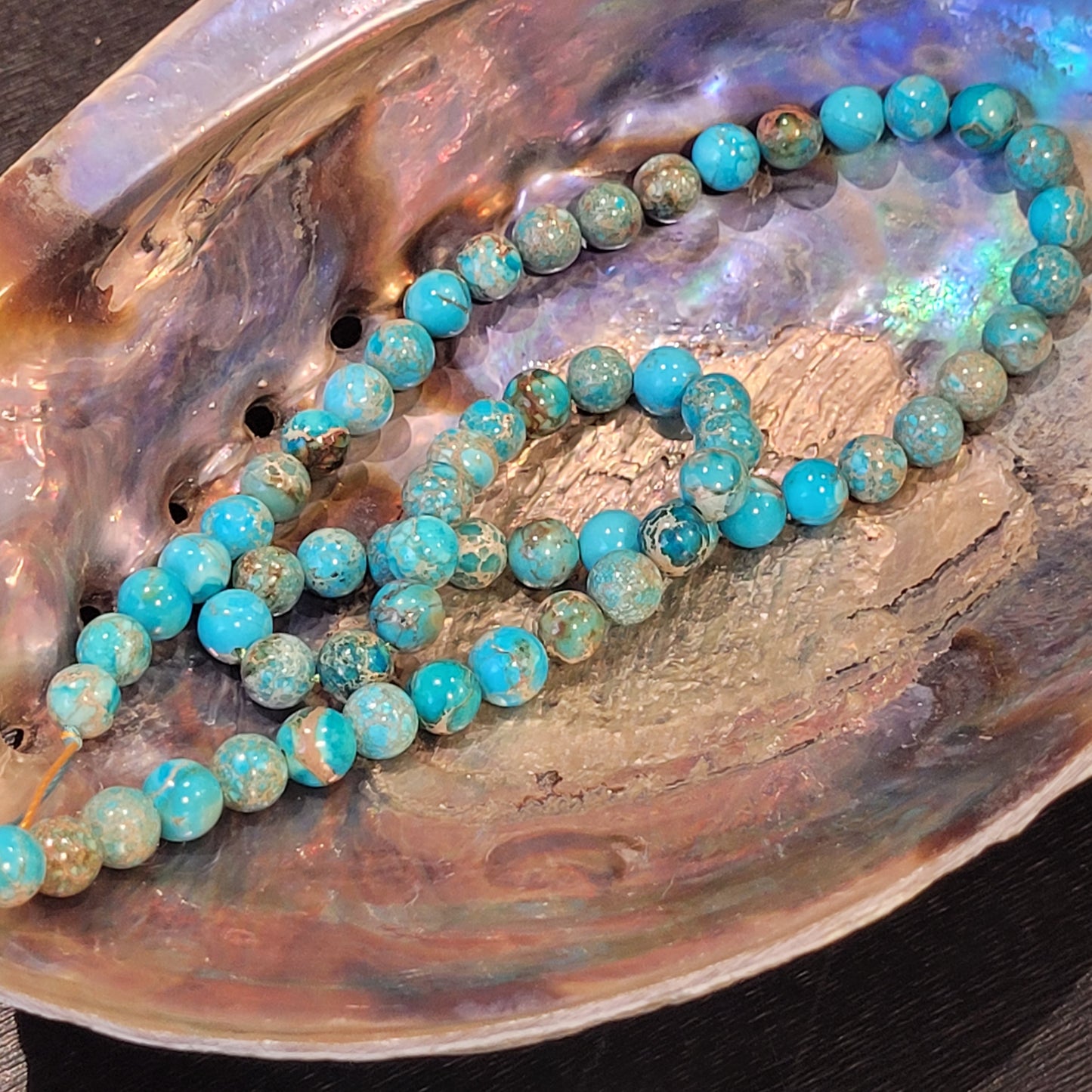 Fil de perles - Jaspe impériale bleue Turquoise