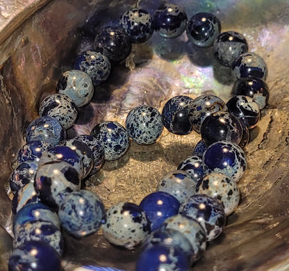 Fil de perles - Jaspe impériale bleue "Marine"