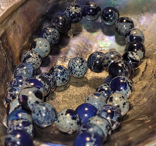 Fil de perles - Jaspe impériale bleue "Marine"