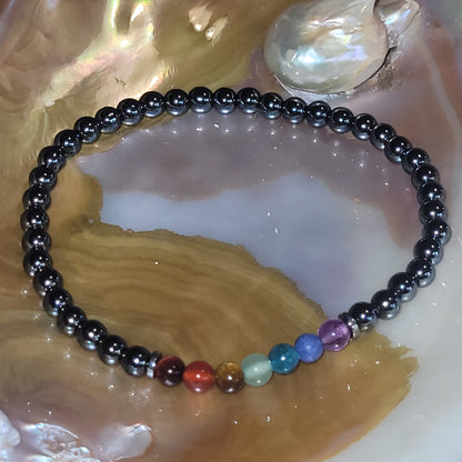 Bracelet Hématite et pierres des Chakras – Bracelet énergétique