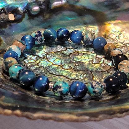 États d’Âmes – Bracelet signature (Jaspe Impérial & Œil de Tigre Teinté)