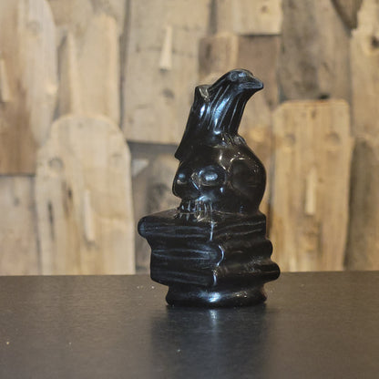 Crâne corbeau en Onyx – Sculpture décorative