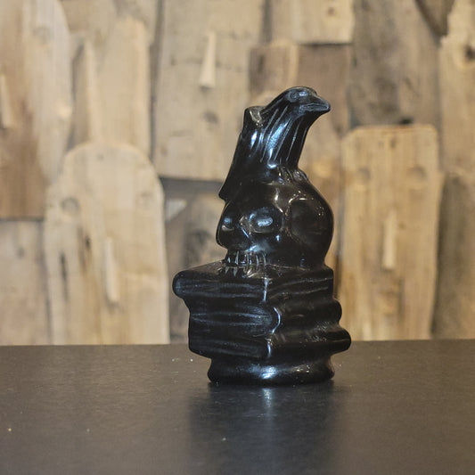 Crâne corbeau en Onyx – Sculpture décorative
