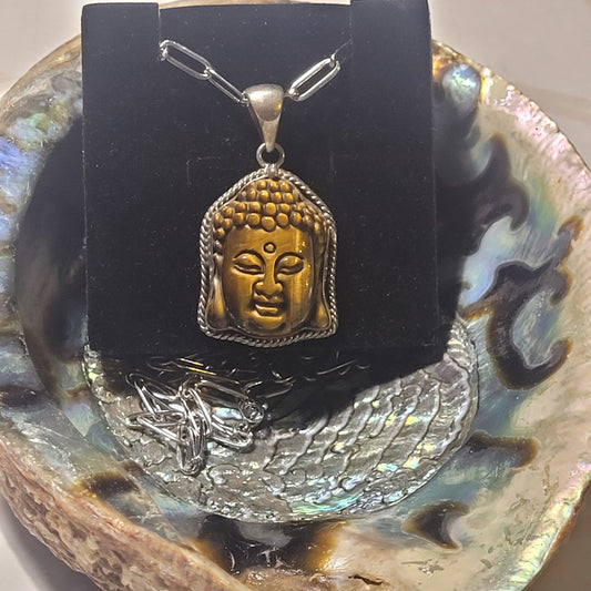 Bouddha Œil de Tigre – Pendentif en argent 925