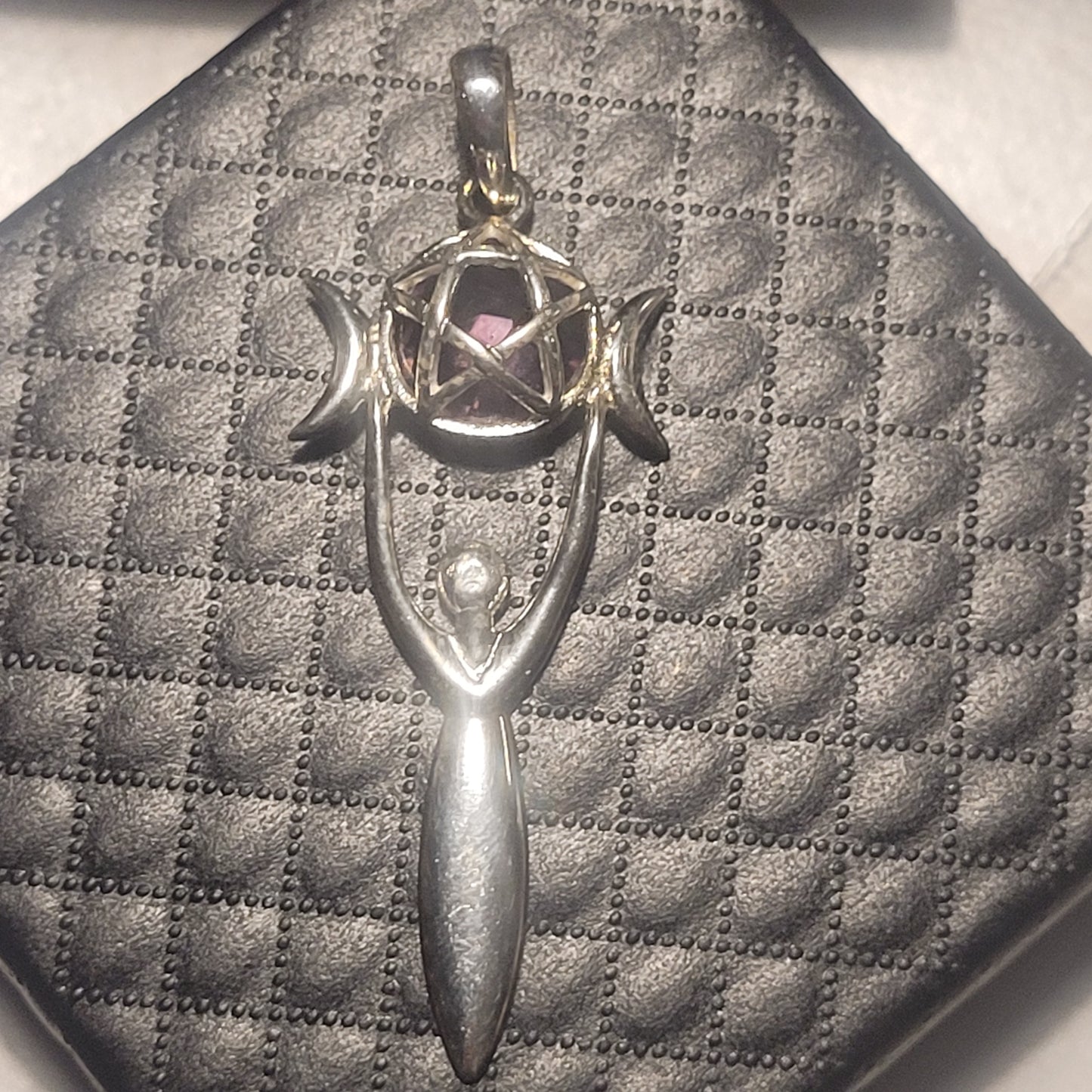 Pendentif Déesse Triple Lune & Pentacle – Améthyste – Bijou en argent 925