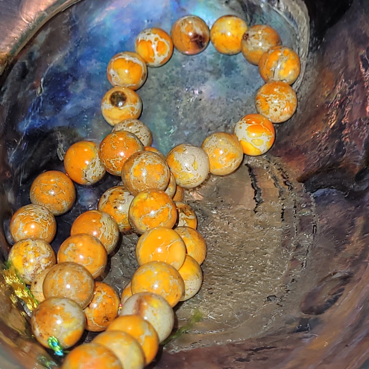 Fil de perles en Jaspe Impérial Orange