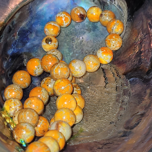 Fil de perles en Jaspe Impérial Orange